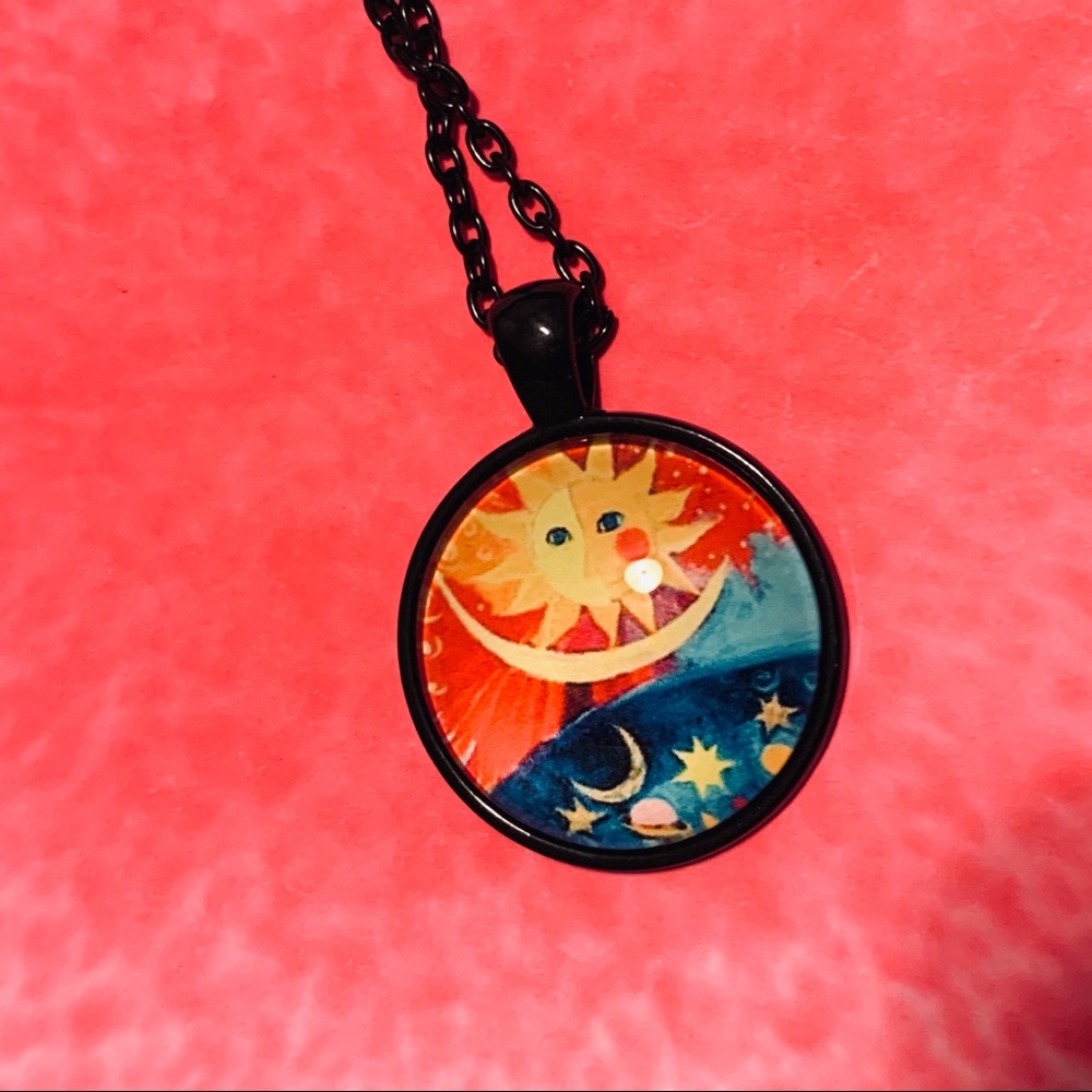 NEW Sun Moon Cabochon Pendant Necklace